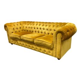 Golden Silk Velvet Chesterfield Sofa