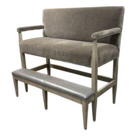 NEW Swaim Furniture Strike Spectator Sofa in Gray Mohair + Leather. Original Price: $5,200
