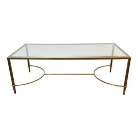 Olivia Stone Custom Belfort Brushed Brass+Glass Coffee Table