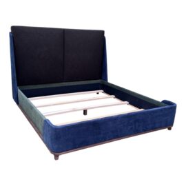 Eastern King Sapphire + Emerald Velvet Bed Frame, Custom. Original Price: $15,800