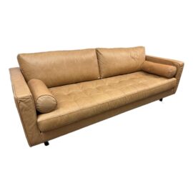 Westwood Industries Mid Century Napa Leather Sofa. Original Price: $2,000