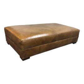 Large Rectangular Distressed Leather Ottoman