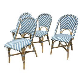 Serena & Lily Chevron Riviera Side Bistro Chairs, Set of Four. Original Price: $1,320
