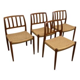 Niels Otto Møller Model 83 Danish Teak Dining Chairs, Set of Four. Original Price: $6,285