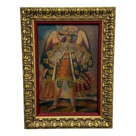 Fine 20th Century Cuzco School Painting of Archangel Uriel, Framed