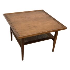 Kipp Stewart for Drexel Caned and Walnut Corner Side Table