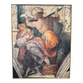 Reproduction of Michelangelo Libyan Sibyl From the Sistene Chapel, Framed