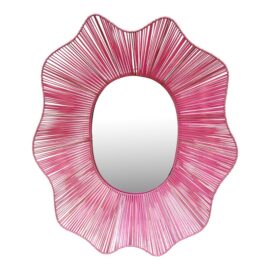 Magenta Plastic Wrapped Flower Mirror