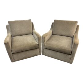 Sunrise Home Swivel Arm Chairs, Pair. Original Price: $4,000