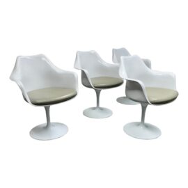 Rove Concepts Tulip Arm Chairs With Leather Pads, Set of Four