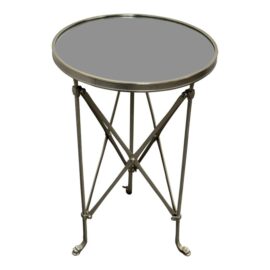 Global Views Directoire Nickel Finish + Mirror Top Side Table