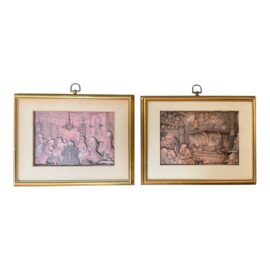 Anton Pieck Paper Tole Shadowbox Artwork, a Pair