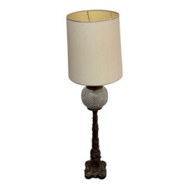Tall Vintage Art Nouveau Cut Glass Orb Table Lamp