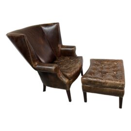 Restoration Hardware Drake Leather Chair + Ottoman. Original Price: $2,500