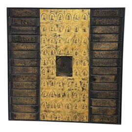 Huang Geng "Tibetan Buddha" Collage of Letterpress Scriptures. Original Price: $5,500