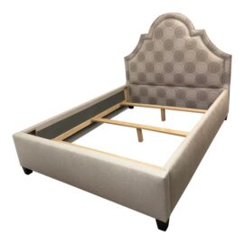 Queen Size Nathan Anthony Custom Fabric + Nailheads Bed. Original Price: $2,804