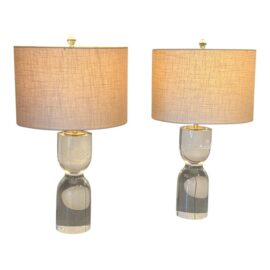 Regina Andrew Joan Crystal Column Table Lamps, Pair. Original Price: $1,300