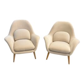 Fredericia Furniture Swoon Lounge Chairs, Pair. Original Price: $9,400