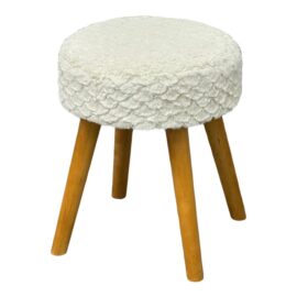 White Upholstered Wood Stool