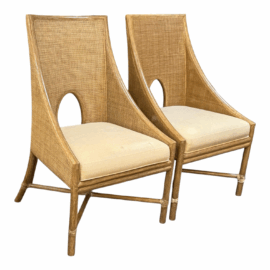 McGuire Barbara Barry Open Oval Caned Chairs, a Pair. Original Price: $4,200