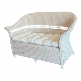 White Wicker Settee + Cushion