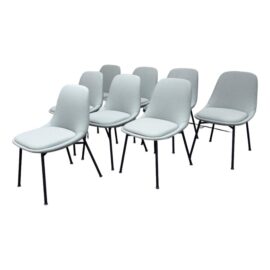 NEW Bernhardt Chloe Dining Side Chairs in Sky, Set of Eight. Original Price: $13,260