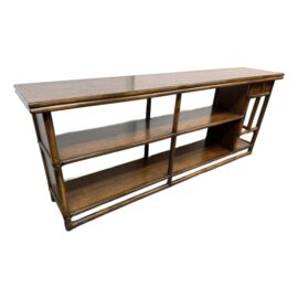 Late 20th Century McGuire Furniture Rare Leather Wrapped Rattan + Wood Console