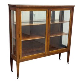 Early 20th Century China Cabinet With Glass Doors + Partial Mirrored Back
