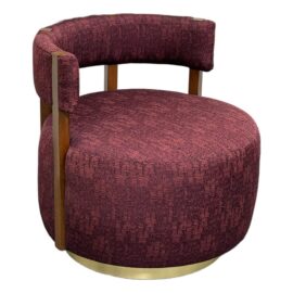 Village West Design Custom Made Swivel Club Chairs in Raspberry. Original Price: $7,225