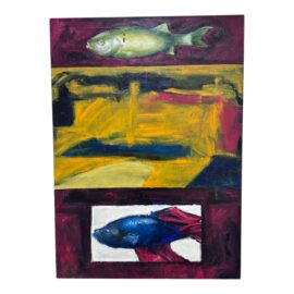 Abstract Expressionist Betta Fish Oil Painting, Original