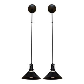 Hubbarton Forge Black Mini Henry Pendants, Pair. Original Price: $1,270