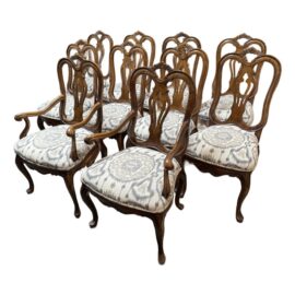 Baker Furniture Louis XV Style Dining Chairs, Set of Ten
