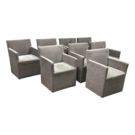 Restoration Hardware Ellison Track Arm Dining Chairs on Casters, Latte, Set of Eight. Original Price: $10,620