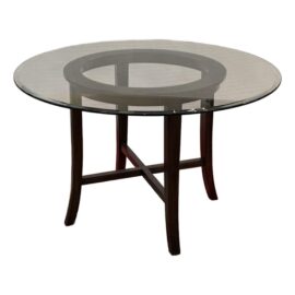 Crate & Barrel Halo Glass + Wood Dining Table. Original Price: $830