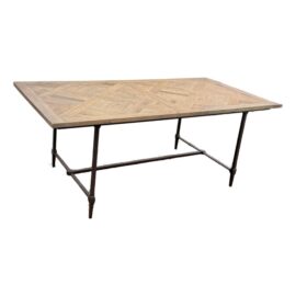 Pottery Barn Parquet Dining Table With Custom Glass. Original Price: $1,500