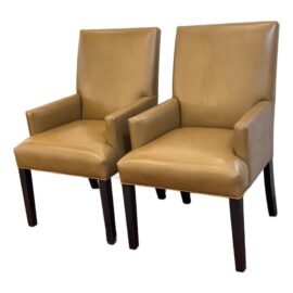 Ethan Allen Thomas Leather Arm Chairs, Pair. Original Price: $2,300