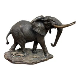 L. Thompson Bronze Bull Elephant, Signed + Numbered Edition 5 of 10