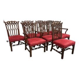 Burton Ching Gothic Revival Dining Room Chairs, Set of Eight