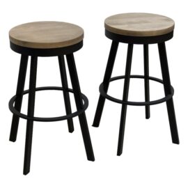 Amisco Warner Wood + Metal Counter Stools, Pair. Original Price: $600