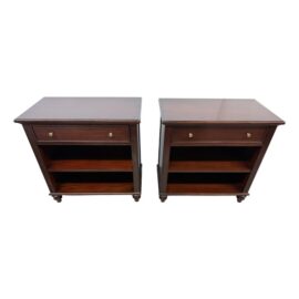 Custom Design Mahogany Open Nightstands, Pair