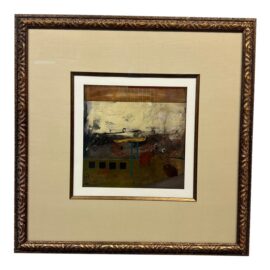 Abstract Mixed Media Art Work, Framed With Museum Glass