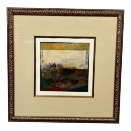Abstract Mixed Media Art Work, Framed With Museum Glass