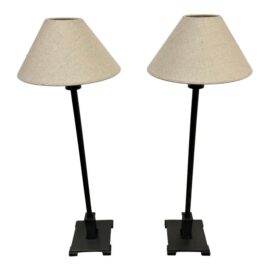 Ian K. Fowler for Restoration Hardware Utilitaire Bronze Table Lamps, Pair. Original Price: $1,030