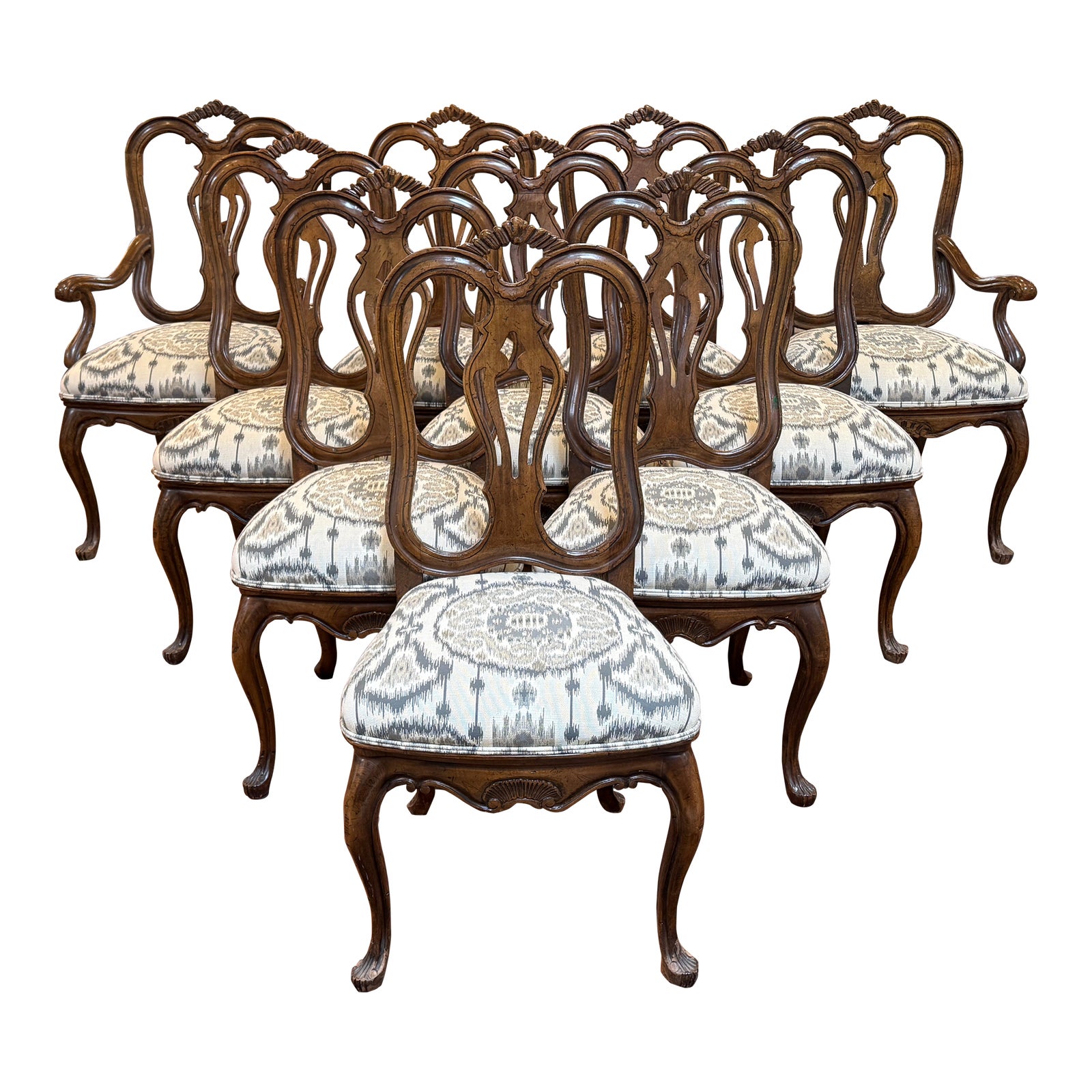 Baker Furniture Louis XV Style Dining Chairs, Set of 10 - Design Plus ...
