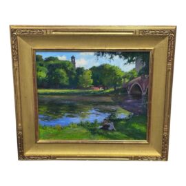Circa 2002 Gary David Hoffmann "By the Charles River" Oil on Canvas, Framed