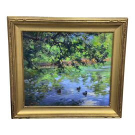 Circa 2004 Gary David Hoffmann "Ducks on Willow Pond" Original Oil Painting, Framed. Original Price: $10,000