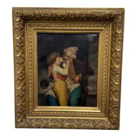 Antique Alessandro Sani Style Grandfather + Grandson Framed Painting