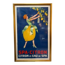 Circa 1930s Original Spa Citron Advertising Poster for Lemon Drink, Framed