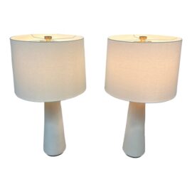 Barbara Barry for Visual Comfort Athens Ivory Table Lamps, Pair. Original Price: $2,000