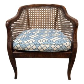 Mid 20th Century Bamboo + Cane Barrel Chair